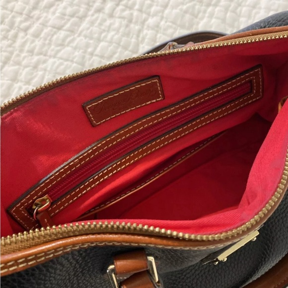 Dooney & Bourke Purse Black With Brown Pebbled Leather Shoulder Handbag - Picture 7 of 7